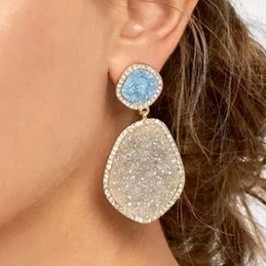 Anthropologie Druzy Quartz Moonlight Drop Earrings